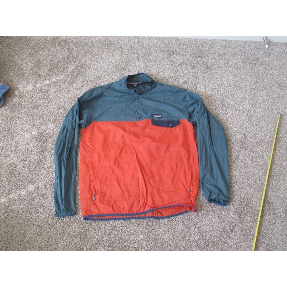 Patagonia Houdini Snap-T Pullover Navy Orange Blue Mens M Nylon Windbreaker
